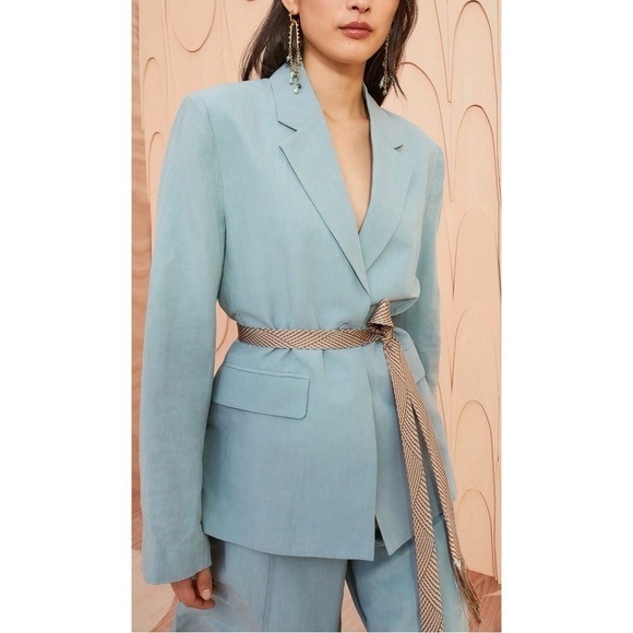 Ulla Johnson Linen-Blend Ellery Belted Blazer Jacket - Picture 4 of 7